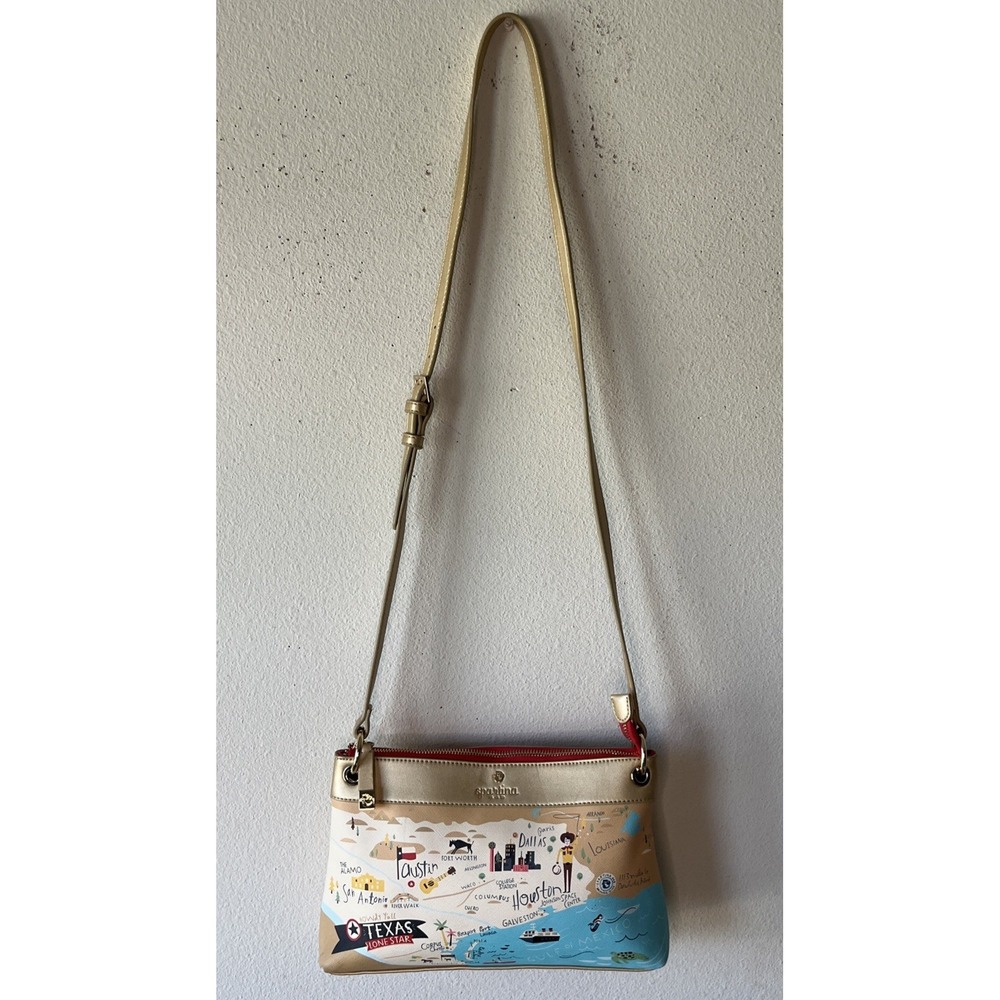 Spartina 449 Greetings From Texas Map Crossbody Bag Retired Collector Style